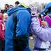 A young Girls on the Run participant pumps up her running companion before the race starts on Sunday. Executive Director Danielle Plunkett says the magical thing about the 5k is that is was not designed for adults.  "It wasn't the intention, but its fantastic," Plunkett says. Daniel Brenner I AnnArbor.com